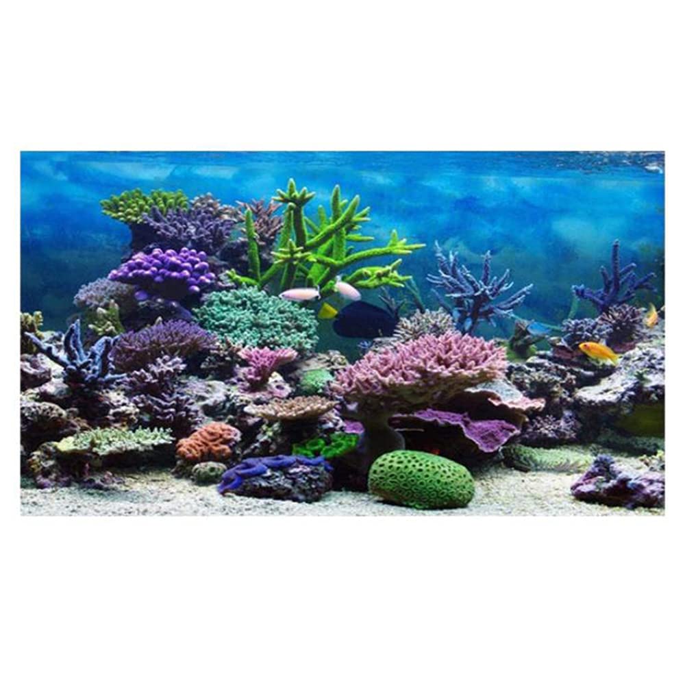 AN Fish Tank Poster Coral Aquarium Background Underwater Poster Tank Background Stickers for Fish Tank 61 * 30cm