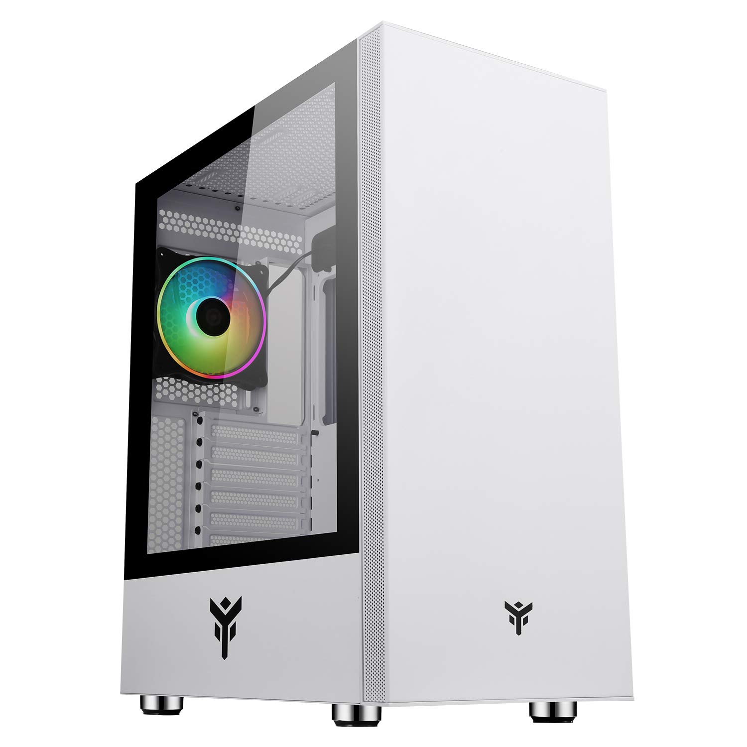iTek Vertibra S210W Gaming Middle Tower 12 cm ARGB Fan, 2xUSB3, Side Panel Temp Glass, White Edition, ITGCAVS210W, White