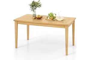Tangkula Outdoor Teak Wood Coffee Table, Premium Solid Wood Patio Side Table w/Slatted Tabletop, Patio Furniture, 35.5" x20” 