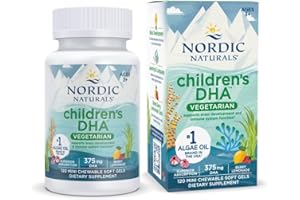 Nordic Naturals Children's DHA Vegetarian - Kids DHA Omega-3 Supplement -Algae Oil - Berry Lemonade Mini Chewables - Plant-Based Formula for Ages 3+ - 120 Soft Gels - 40 Servings