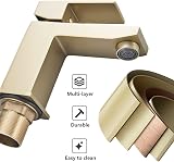 Luckyhome Brushed Gold Basin Mixer Tap with Pop Up Waste Square Chrome Brass view 4