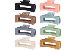 CHANDAT 4.1 Inch Large Hair Claw Clips 8 Pcs Rectangle Big Hair Clips for Thick Hair Nonslip Claw Clips Acrylic Banana Jaw Clips Hair Accessories for Women and Girls (Light Color)