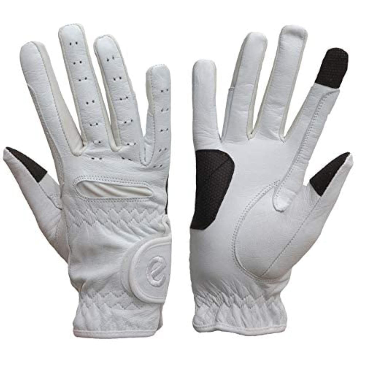 eGlove EQUEST GRIP PRO Leather Touchscreen Horse Riding Gloves (White, XX-Small) — image 1