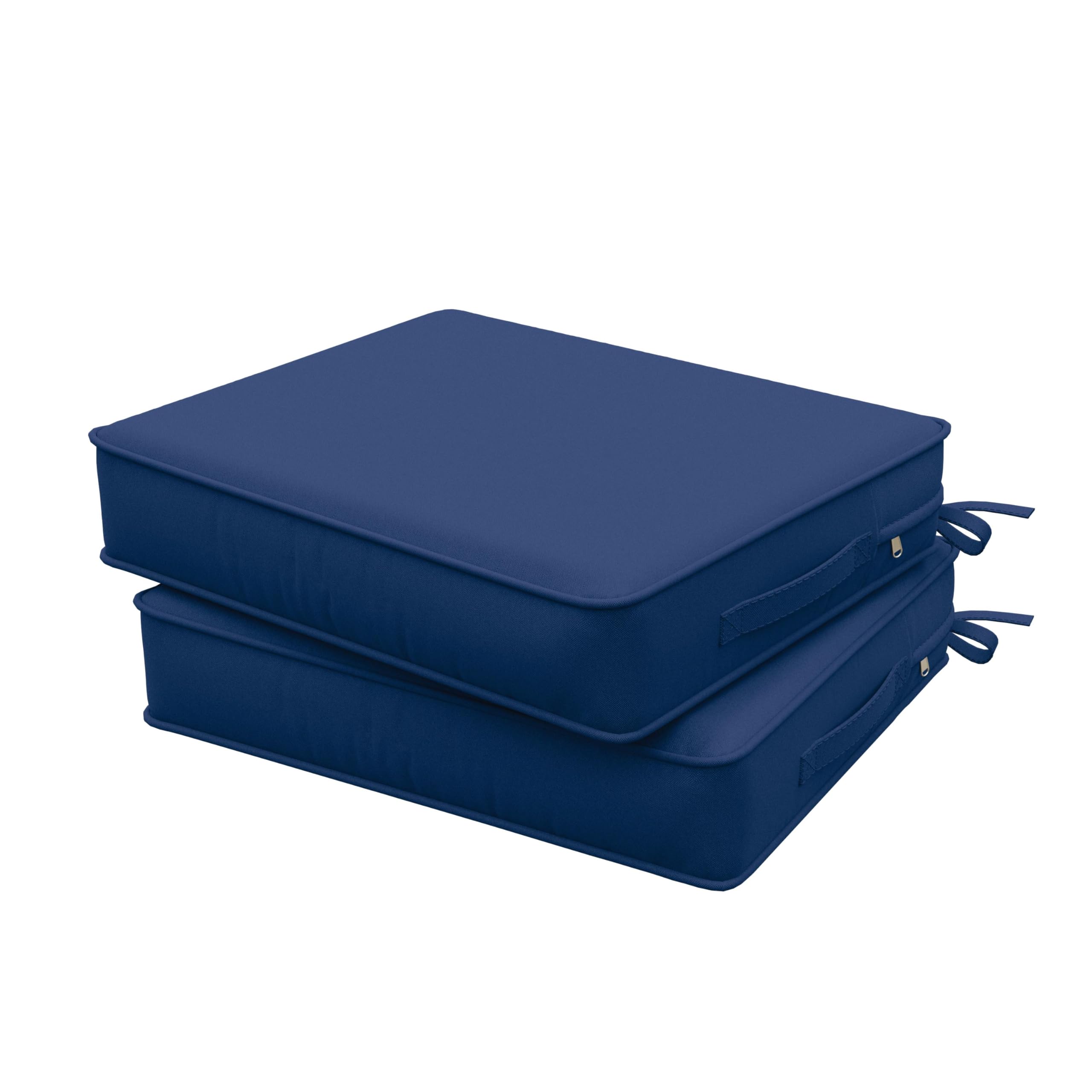 Photo 1 of Pakunoda Outdoor Chair Cushions Patio Funiture Chair Seat Cushion 18.5 L X 16 W X 4 H Waterproof & Fade Resistant Square Sofa Couch Chair Pads with Non-slip Bottom &Handle & Adjustable Straps Set of 2