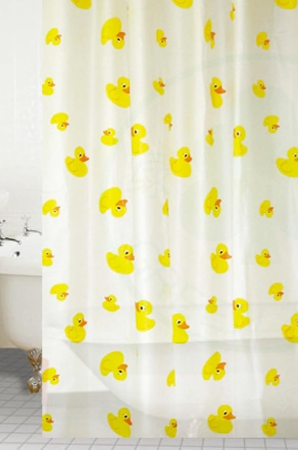 KAV pack of 2 Peva yellow Duck Shower Curtains With Rings ideal for