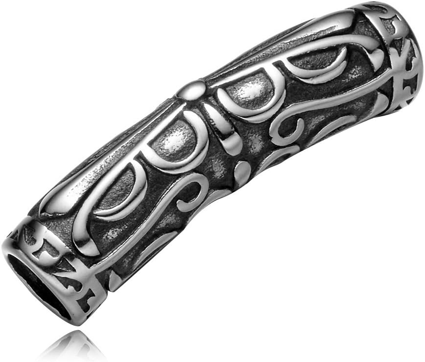 REAMOR 5pcs 316L Stainless Steel Cross Totem Cylinder European Tube Charms Beads for DIY Jewelry
