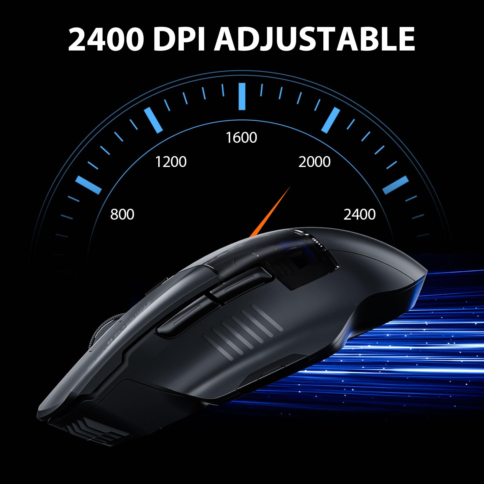 inphic A9 Explorer Bluetooth Maus, Dual-Mode Bluetooth 5.0/2.4G Maus kabellos Aufladbar, 2400 DPI, RGB-Atmungslicht, sichtbare Akku-Anzeige, Funkmaus für Laptop/PC/Computer 4