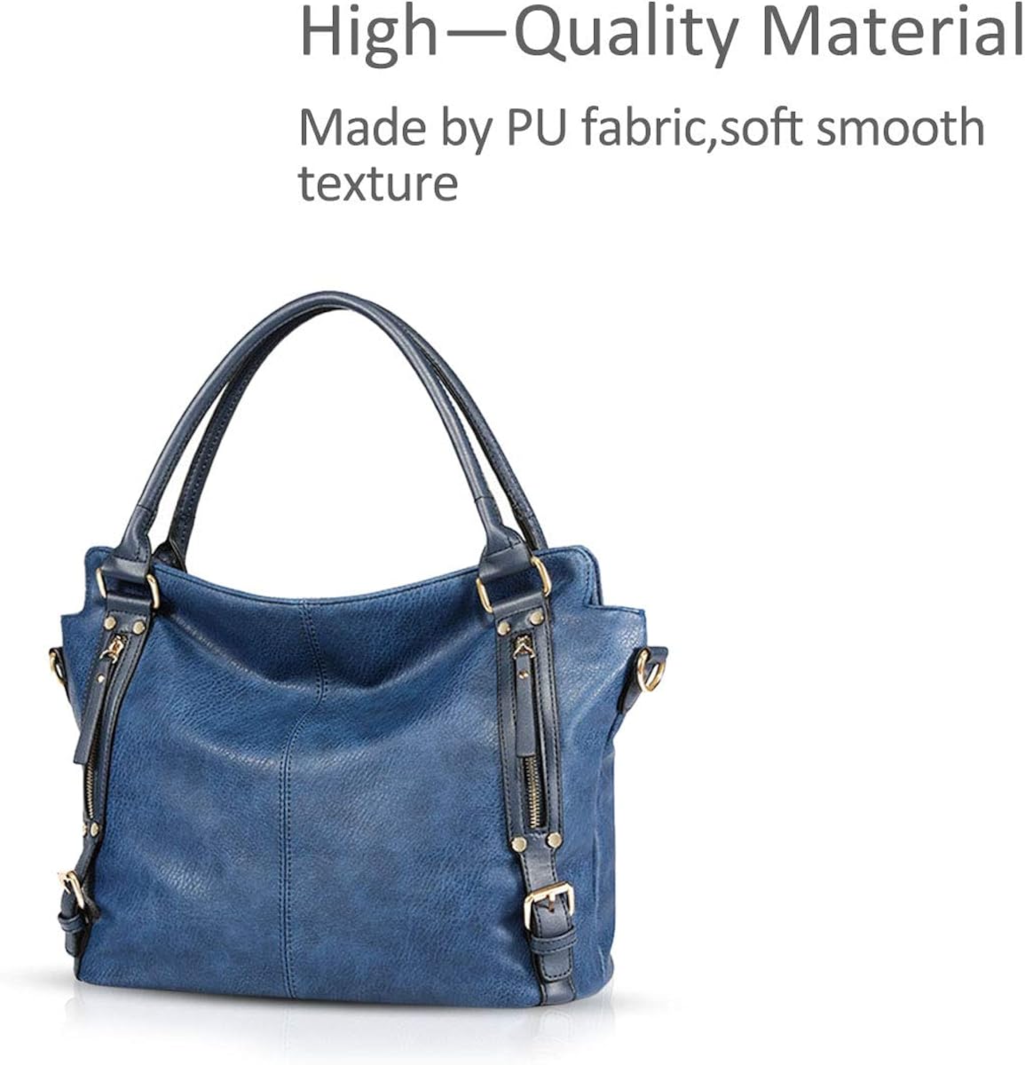 NICOLE & DORIS Woman Handbags Stylish Women Hobo Shoulder Bags Large Capacity Crossbody Bags PU Leather Blue - Image 4