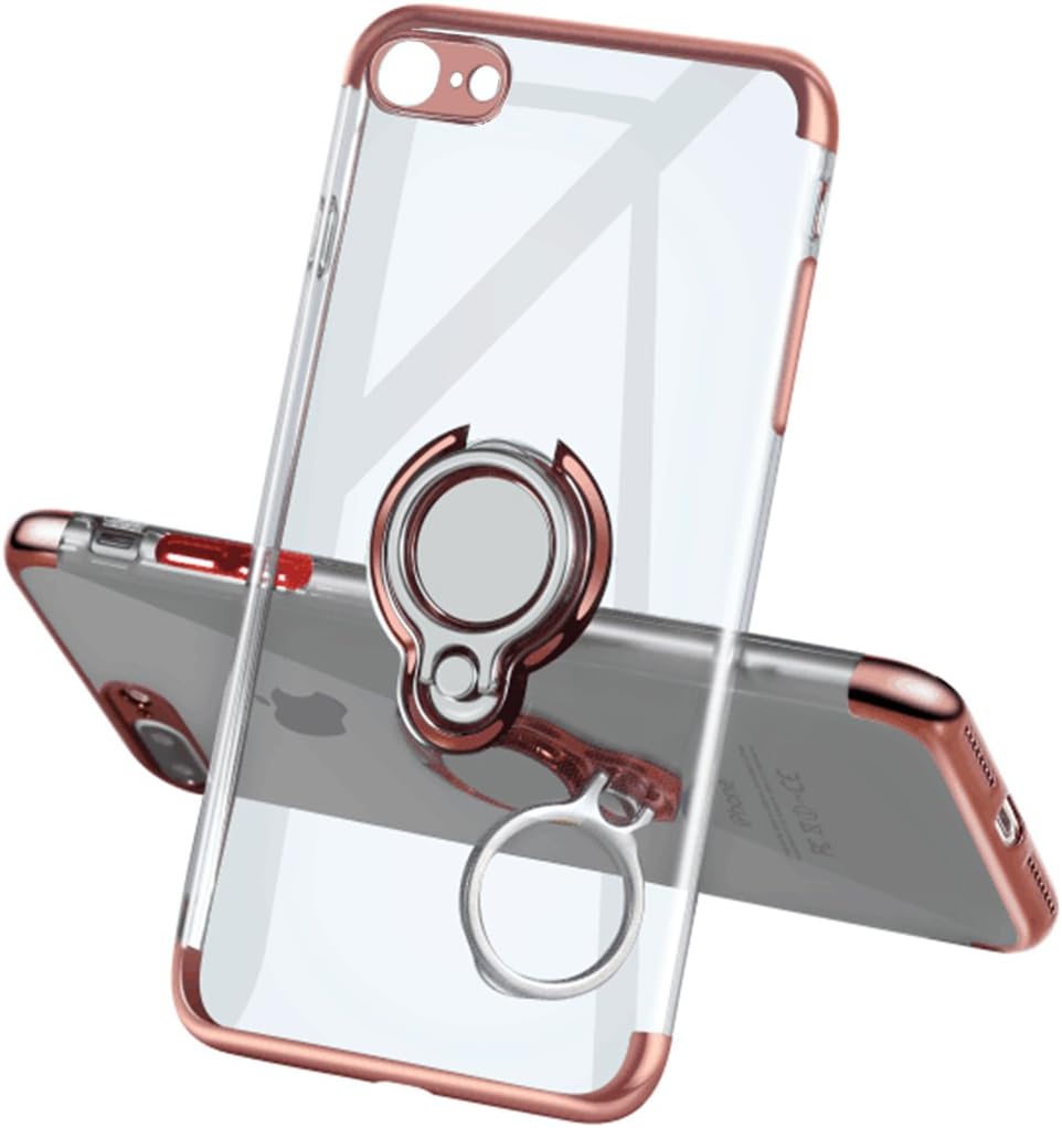Meetree iPhone 7 Case iPhone 8 Case, Protective Cover Clear Slim Ultra Thin Case with 360 Rotating Ring Grip Holder Stand Magnetic for Car Mount Shock Absorption Bumper Case for iPhone 7 8(Rose Gold)