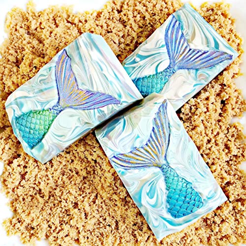 Blue Mermaid Cold Process Handmade Artisan Bar Soap, 5 oz, Nautical Bathroom Decor