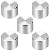 uxcell 5pcs Potentiometer Knob Knurled Shaft Silver Tone Aluminum Smooth Surface Rotary Knob 20mmx13mm Volume Control Knob