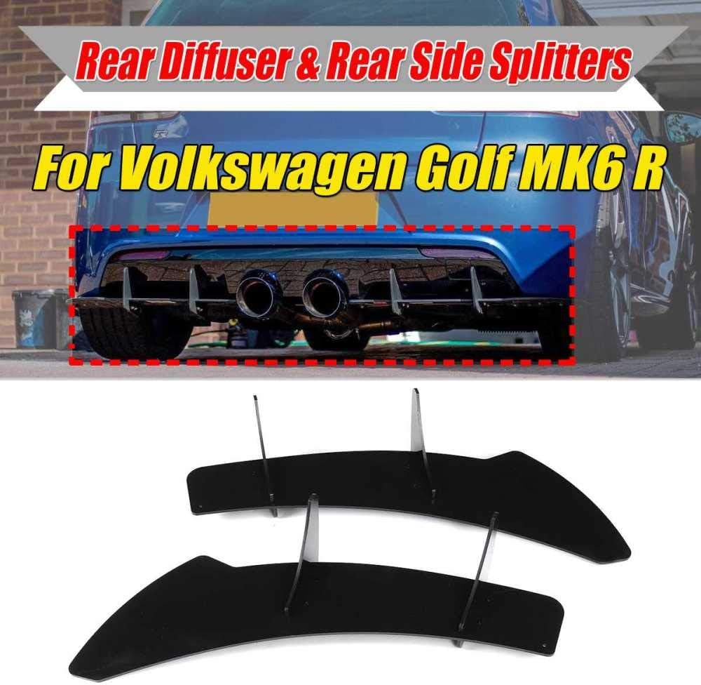 SJWMXN Car Rear Bumper Diffuser Lip & Rear Side Splitters Spoiler Protector,For VW Golf MK6 R