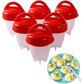 Hinbkenla Egg Cooker Silicone 6PCS Non-Stick | For Hard Boiled Eggs Breakfast, BPA-Free Silicone Poacher Cups, Shell-Free Easy Peel, Dishwasher Safe, Stovetop Use Only