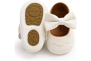 E-FAK Baby Girls Shoes Mary Jane Flats Shoes Anti-Slip Soft Rubber Sole Toddler First Walkers Princess Dress Shoes