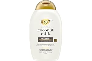 OGX Nourishing + Coconut Milk Moisturizing Shampoo, Hydrating & Restoring Shampoo Moisturizes for Soft Hair After the First Use, Paraben-Free, Sulfate-Free Surfactants, 13 fl. oz