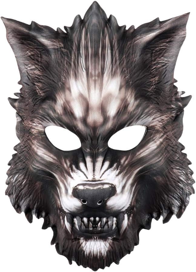 OYSOHE WSJ Unisex Villains Costume Party Ball Halloween Mardi Gras Half Face Pandas/Dog/Dinosaur/Cow Devil/Foxes/Werewolf/Steam Eye/Gorillas/Squirrel/Sheep Skull Hat Accessory Mask