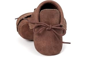 CENCIRILY Infant Baby Fringe Moccasin Slipper Boys Girls Tassel Suede Leather Toddler Sneakers Soft Sole First Walking Loafers Crib Shoes