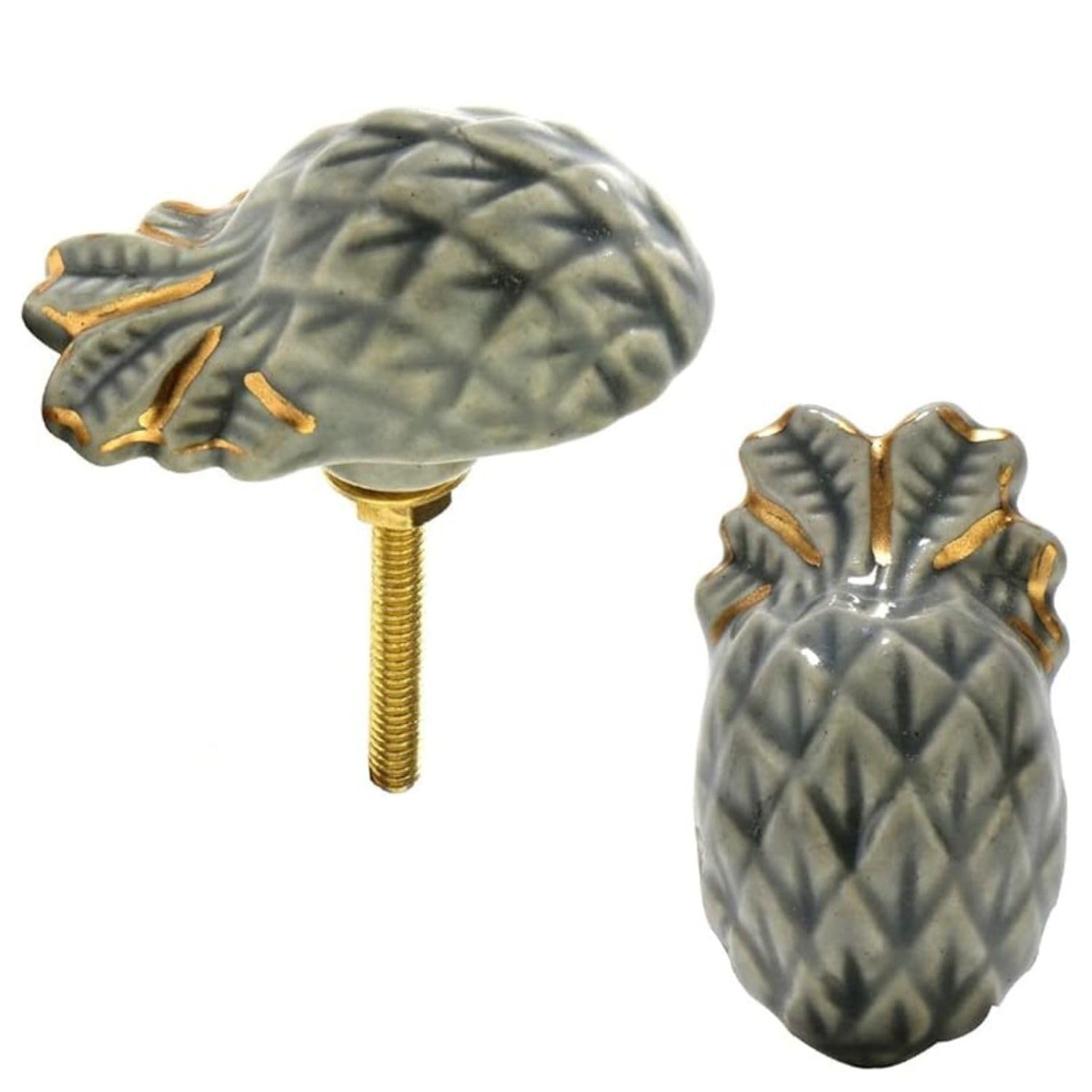 Perilla Home Set of 6 Pineapple Ceramic Knob Round Small Knobs Kitchen Cabinet Cupboard Glass Door Dressser Wardrobe and Drawers Pull Knob