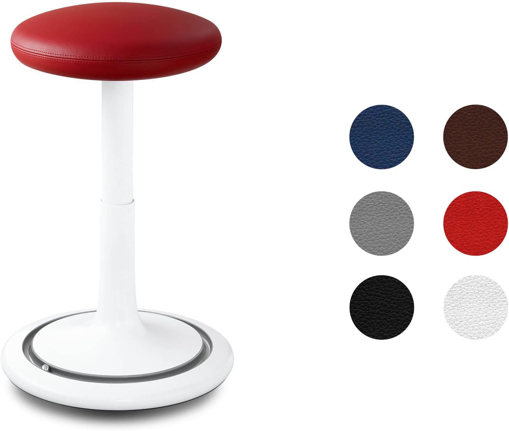 ONGO Classic Tall stool Body white Ball Run silver Upholstery Leather red (6 colors)