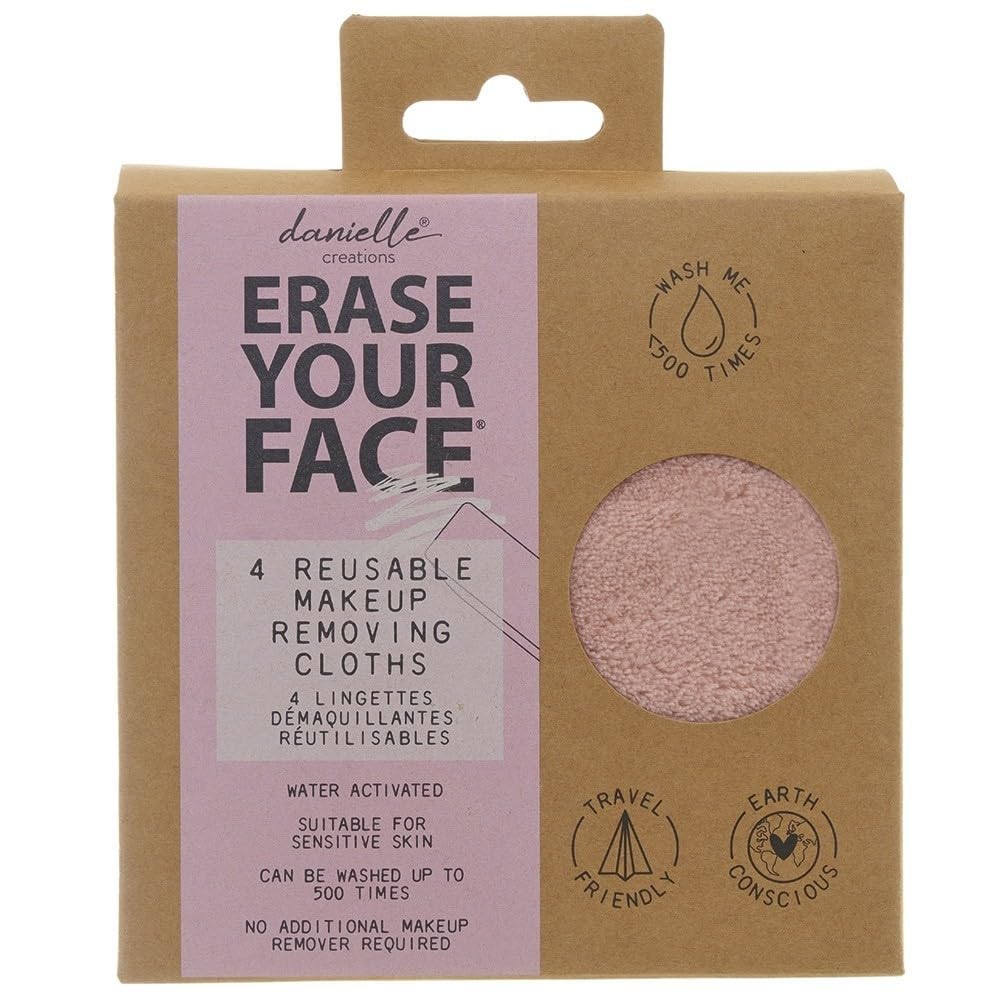 Danielle Creations Erase Your Face Eco Friendly Reusable Make Up Removing Round Cloths Set of 4