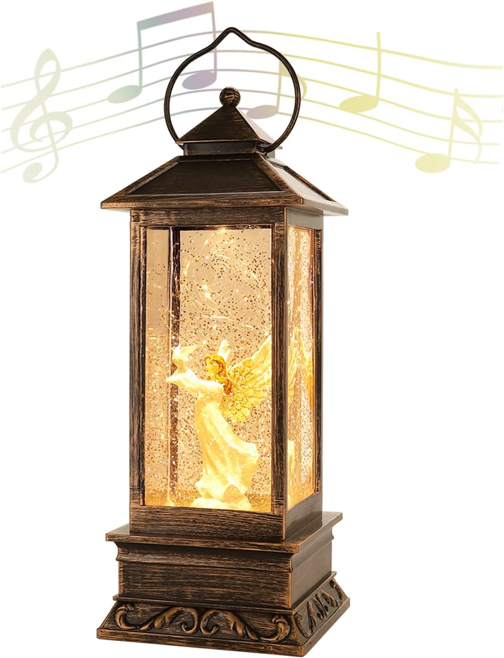 Snow Globes - Christmas Decorations Christmas Lanterns,Christmas Snow Globe Vintage Home Suitable for Party Wedding Indoor Outdoor Patio,Sparkling with Music Singing Xmas Gifts (Golden Dove Angel)