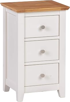 Hallowood Clifton Small Bedside Table With 3 Drawers Narrow Side Lamp Nightstand Wooden Bedroom Cabinet White Painted Body With Light Oak Top One Size Amazon Co Uk Kitchen Home