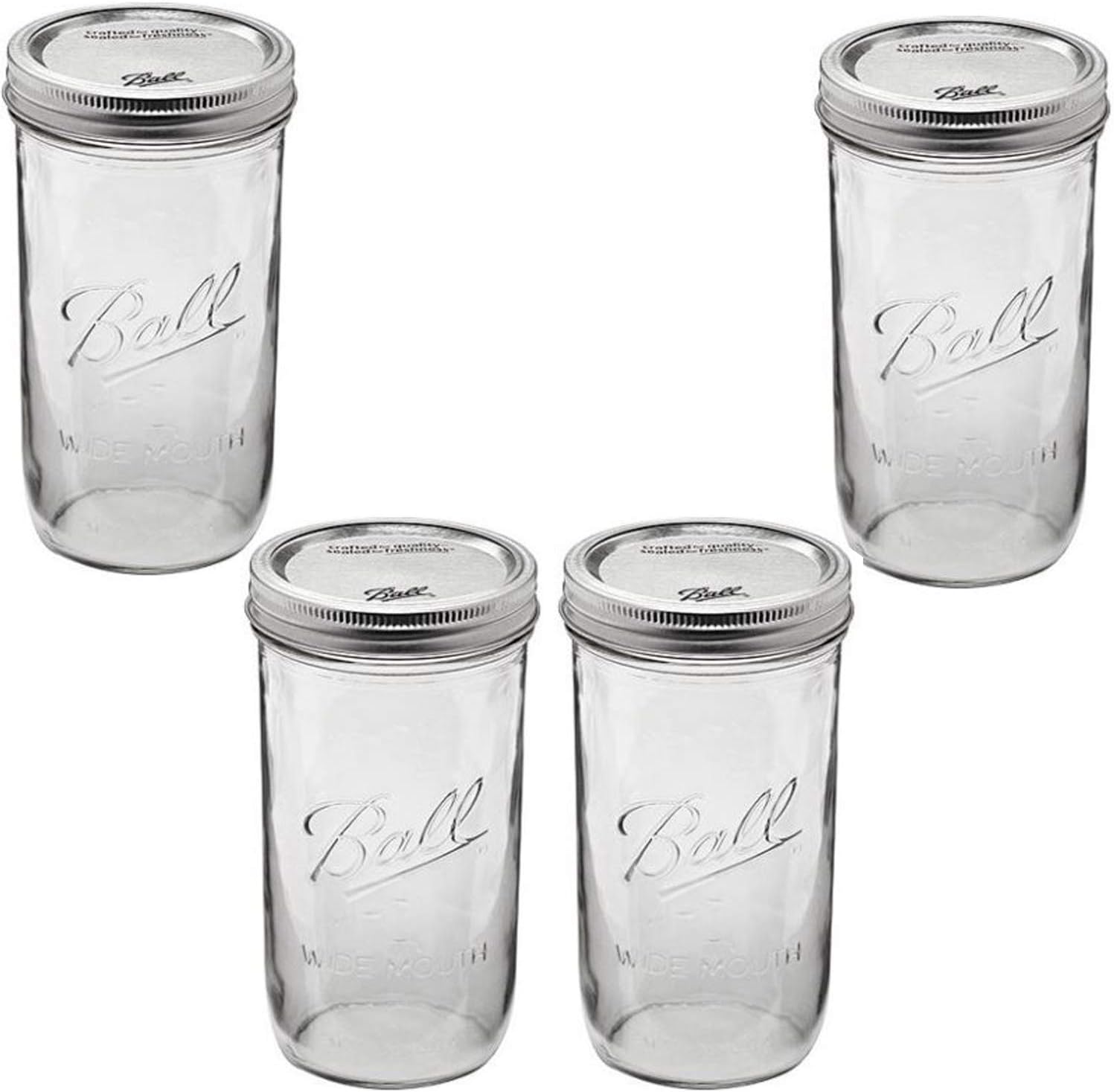 Ball Mason Jar 24 oz Wide mouth Clear (4 pack) Kitchen