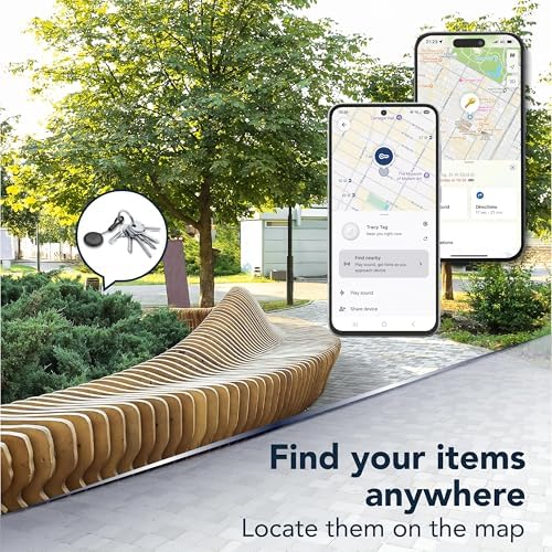 localisateur d'objets Tracy Tag Dual Compatible avec l'application Localiser d'Apple et Google Find Hub, avec la Certification IP67 et Une Pile CR2033, Noir