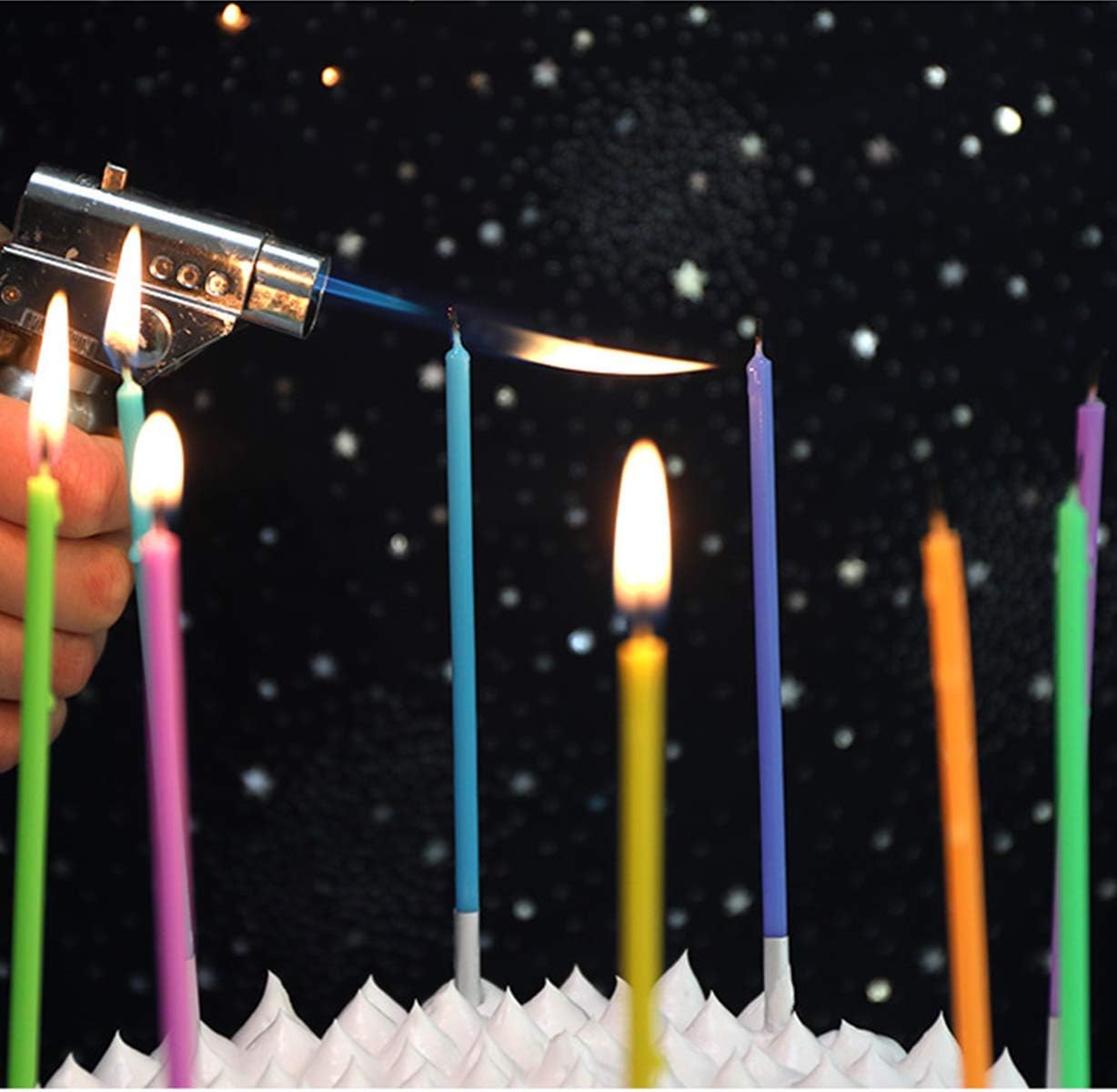 IronBuddy 30 Count Cake Candles Long Thin Cake Candles Metallic Birthday Candles in Holders for Party Wedding Birthday Cake Decorations (Rainbow Color-2): Home & Kitchen