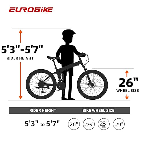EUROBIKE Folding Bike,26” Full Suspension Mountain Bike, 21 Speed