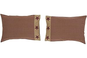 VHC BRANDS VHC FBA Brands 13617 Ninepatch Star Applique Border Pillow Case Set
