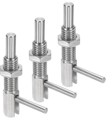 PATIKIL Retractable Indexing Plunger Pin – M8x1.25 Stainless Steel Spring Lock With L-Handle (2-Pack)