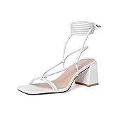 vivianly Women's Lace Up Chunky Heel Sandals