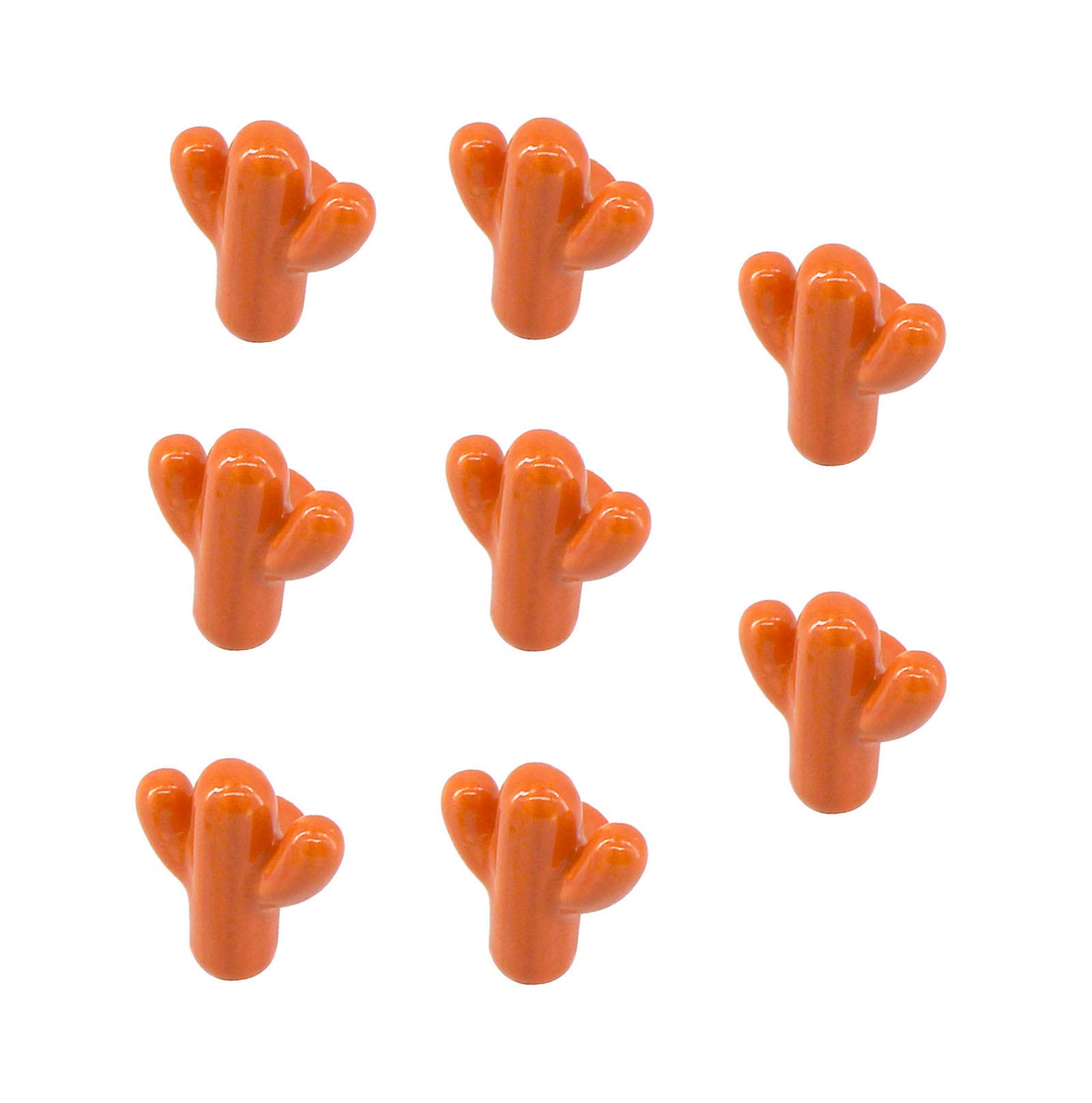 Annakideya Cactus Shaped Ceramic Drawer knobs with zinc Alloy Base Cabinet pulls Dresser Wardrobe Handles (Orange Cactus,8 pcs)