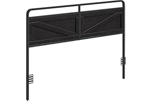 HOOBRO Wooden Panel Headboard, Queen Headboard, Minimalist Head Board with Metal Frame, Height Adjustable, Bed Frame Adapter, Black