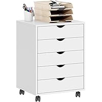 DlandHome Filing Cabinet with Wheels,5 Drawer,Mobile Filing Cabinet Under Desk Storage, Rolling Drawer Cabinet for Home Offic