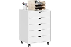 DlandHome Filing Cabinet with Wheels,5 Drawer,Mobile Filing Cabinet Under Desk Storage, Rolling Drawer Cabinet for Home Offic
