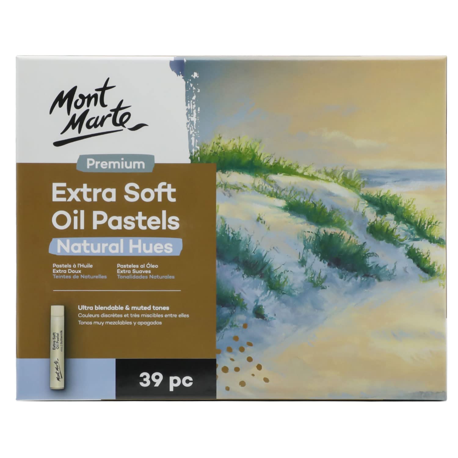 Mont Marte Extra Soft Oil Pastels Natural Hues Premium 39pc, Assorted Natural Oil Pastel Colors, Vibrant, Buttery, Versatile Art Pastels for Blending, layering & Shading, Coloring and Sketching