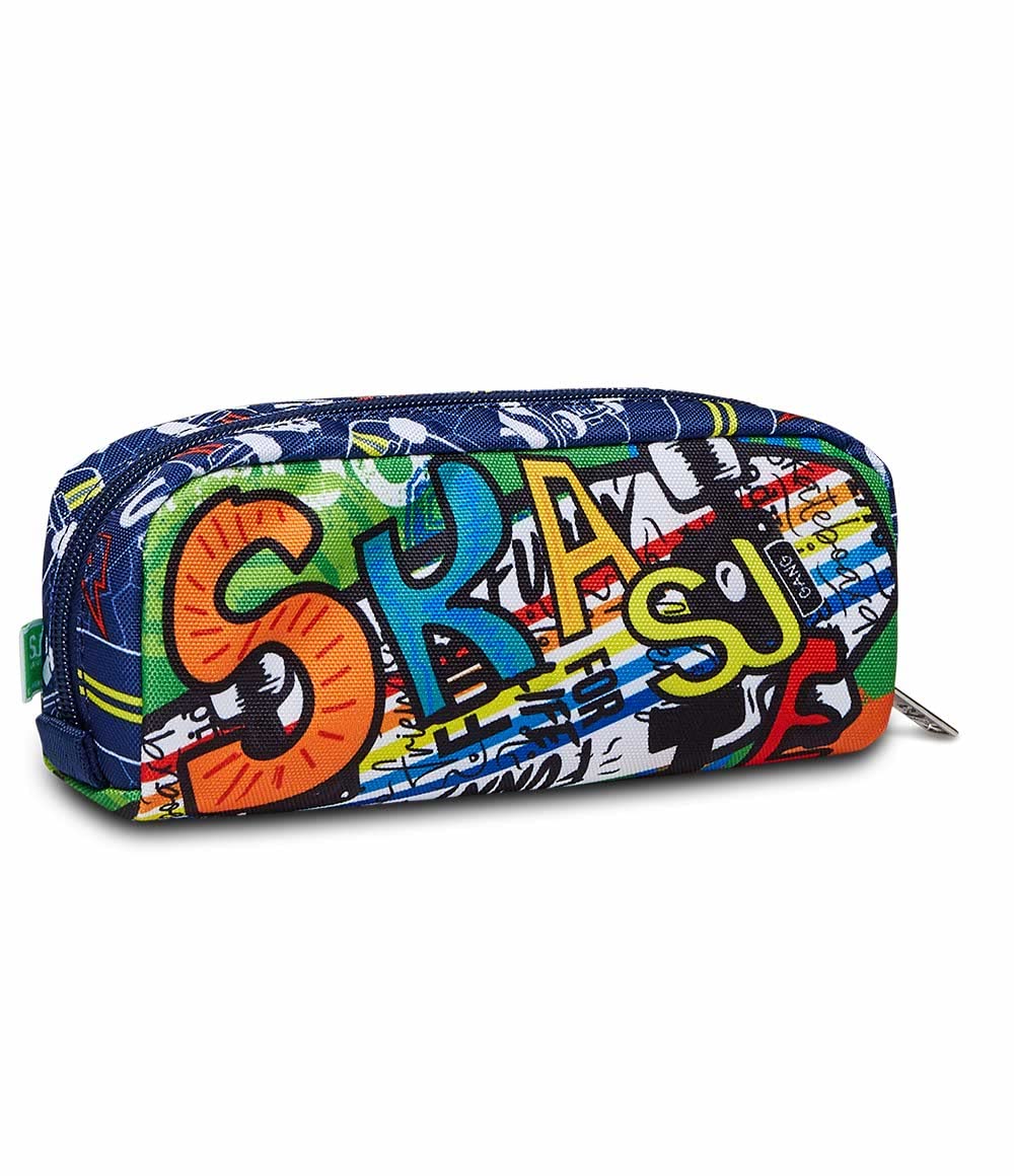 SJ Pencil Case Stationery Pencil Case Pen Case Kids Girls & Boys Primary School SJ Pattern, Multicoloured, Standard Size, School
