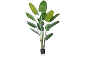 CROSOFMI Artificial Bird of Paradise Plant 6 Feet Fake Tropical Palm Tree with 13 Leaves,Perfect Faux Plants in Pot for Indoor Outdoor House Home Office Garden Modern Decoration Housewarming Gift