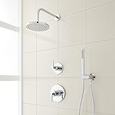 Drea Pressure Balanced Shower System with Rainfall Shower Head, Hand Shower, Shower Arm, Hose, and Valve Trim - Accufit Rough