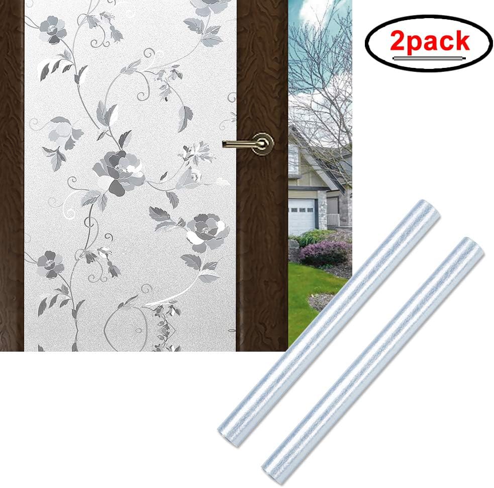 Wopeite Window Privacy Film Removable Bathroom Adhesive Window Film Frosted for Glass 35.4 X 78.7inches,2 Pack