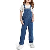 Haloumoning Girls Denim Overalls Kids Sleeveless Jumpsuits Rompers Crisscross Bib Overall with Pockets 5-14 Years