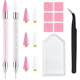 VANALIA Rhinestone Picker Tool, 2 Bedazzling Pen, 6 Extra Wax Tips&amp;Tweezer | 16Pcs Bedazzling Tools, Diamond Painting Dotting Pen with Precision Tweezer, Nail Art DIY Kit