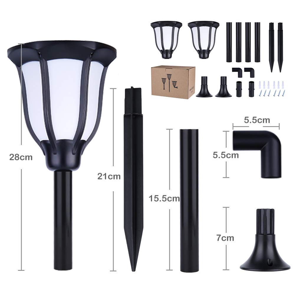 Solar Torch Flame Landscape Lights, ARINO 96LED 35Lumens Outdoor Solar Lights Waterproof Flickering Flames Effect Torches Lights for Garden Patio Deck Driveway Christmas Landscape Decoration, 2 Pack