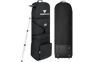 DAREKUKU Golf Travel Bags for Airlines with Adjustable Support Rod and Detachable Shoulder Straps, Soft Foldable Golf Club Travel Covers, 900D Heavy Duty Oxford -Universal Size