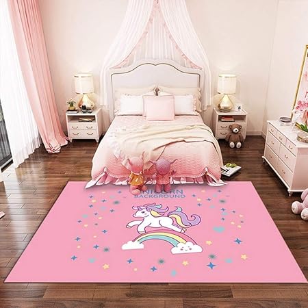 Jwans Tappeto Camera Da Letto Cute Unicorn Anti Slip