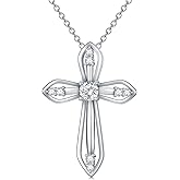 WTYIM Moissanite Diamond Cross Necklace for Women,18K Gold Plated Sterling Silver Crucifix/Star of David Cross Pendant Necklace Faith Jewelry Anniversary Birthday Christmas Gift for Her Mom Wife, 18+2 Inch