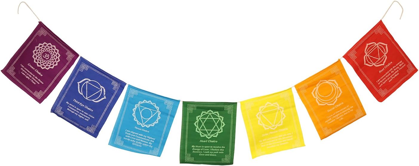 Chakra Prayer Flags String of 7 Handmade Fair Trade from Nepal