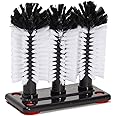 Bar Wine Glass Washer for Sink - 3 Head Bottle Brush Cleaner with Suction Base for Kitchen